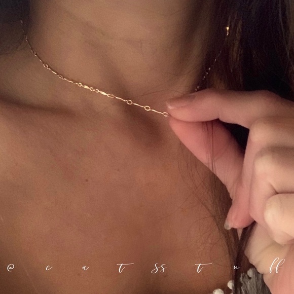 14k Gold Filled Bar Link Choker Necklace - Picture 4 of 10